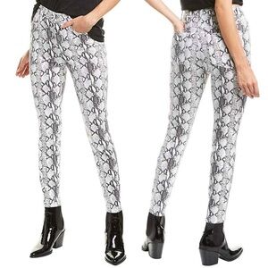 FRAME Ali High Rise Cigarette White Snake Print Jeans sz 26